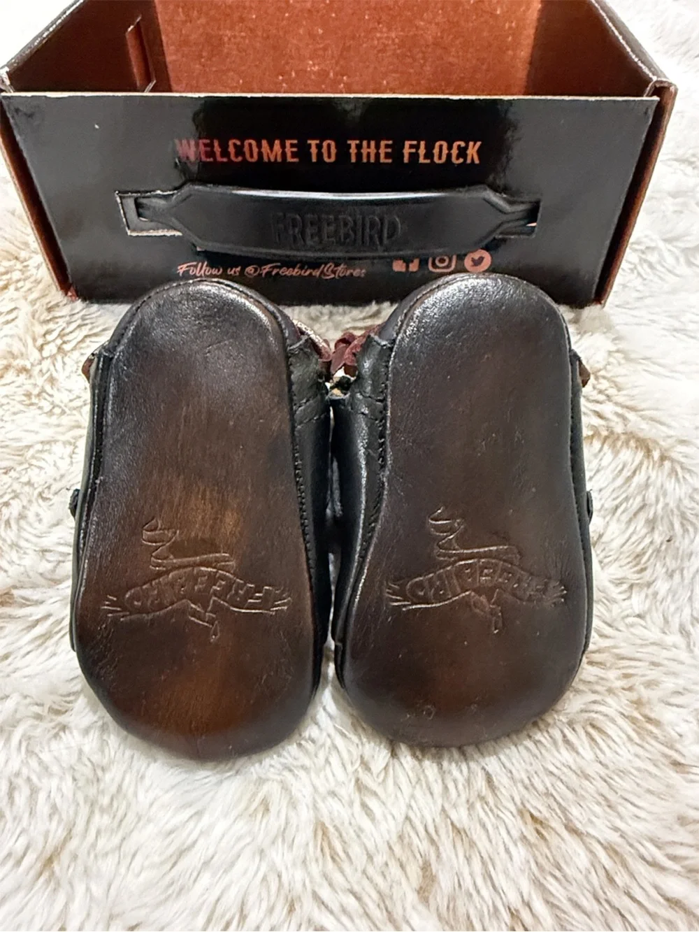 RARE Freebird Baby Crue Black Multi Leather Booties 3-6M NIB Box Dust Bag